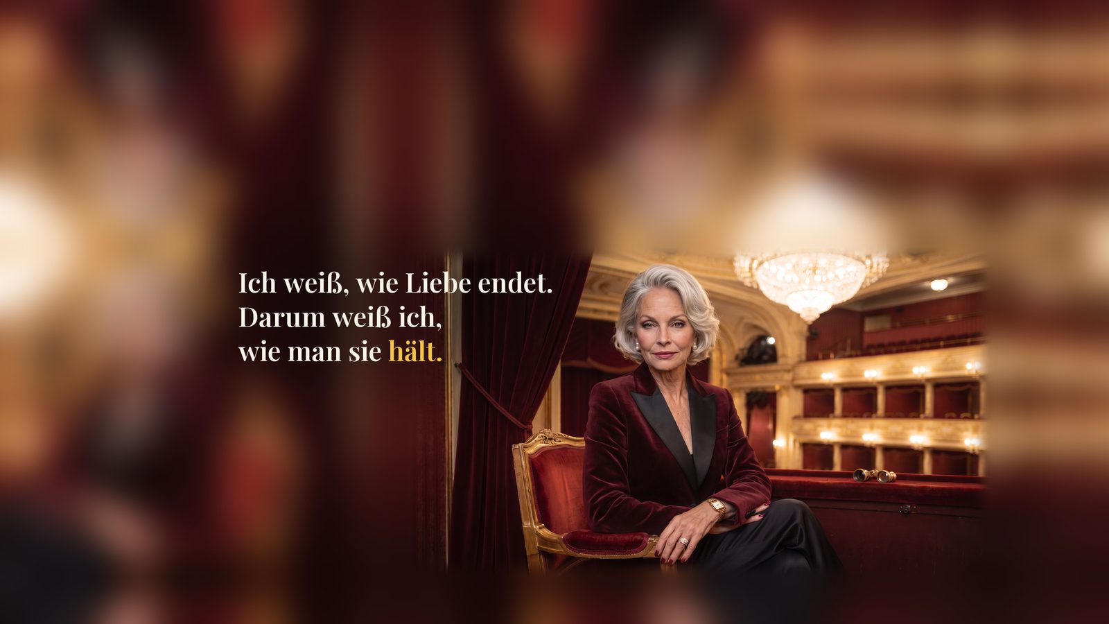 Kanalbild von Victoria von Valmont auf YouTube mit dem Satz: Ich weiß, wie Liebe endet. Darum weiß ich, wie man sie hält.